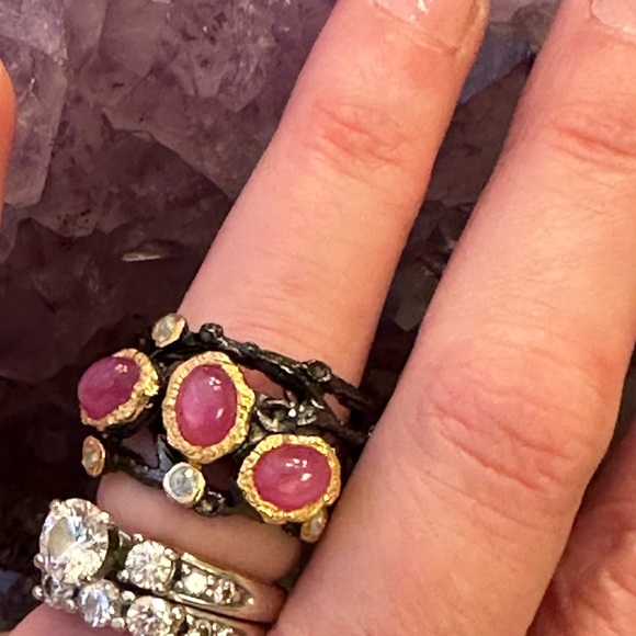 Star Ruby blackened 925 sterling silver band ring - Picture 9 of 9